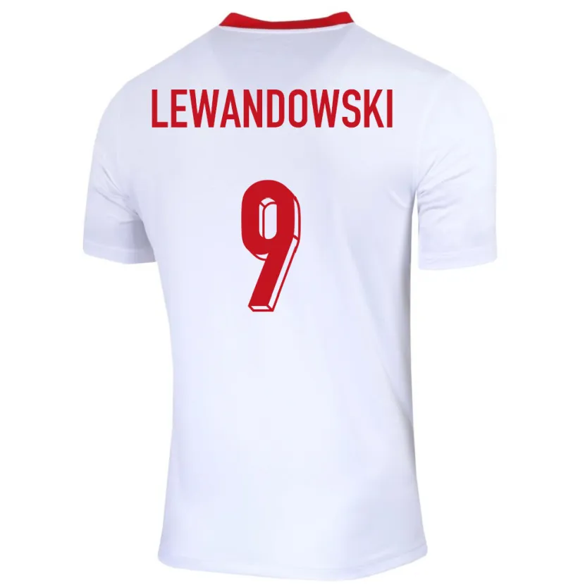 Danxen Kvinder Polen Robert Lewandowski #9 Hvid Hjemmebane Spillertrøjer 24-26 Trøje T-Shirt