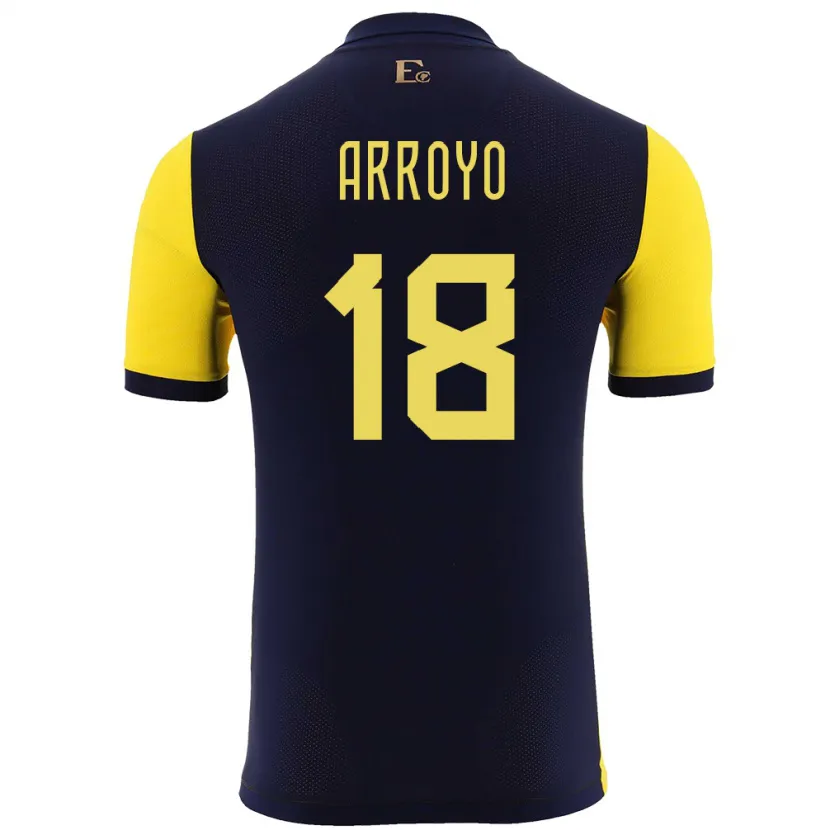 Danxen Kvinder Ecuador Jean Arroyo #18 Gul Hjemmebane Spillertrøjer 24-26 Trøje T-Shirt