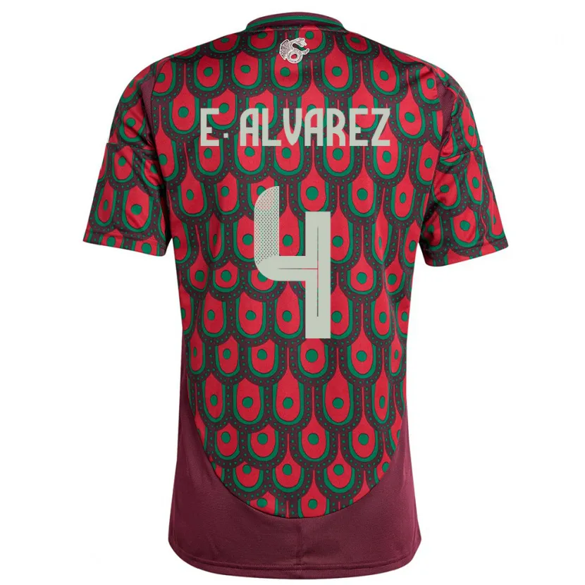 Danxen Kvinder Mexico Edson Alvarez #4 Rødbrun Hjemmebane Spillertrøjer 24-26 Trøje T-Shirt