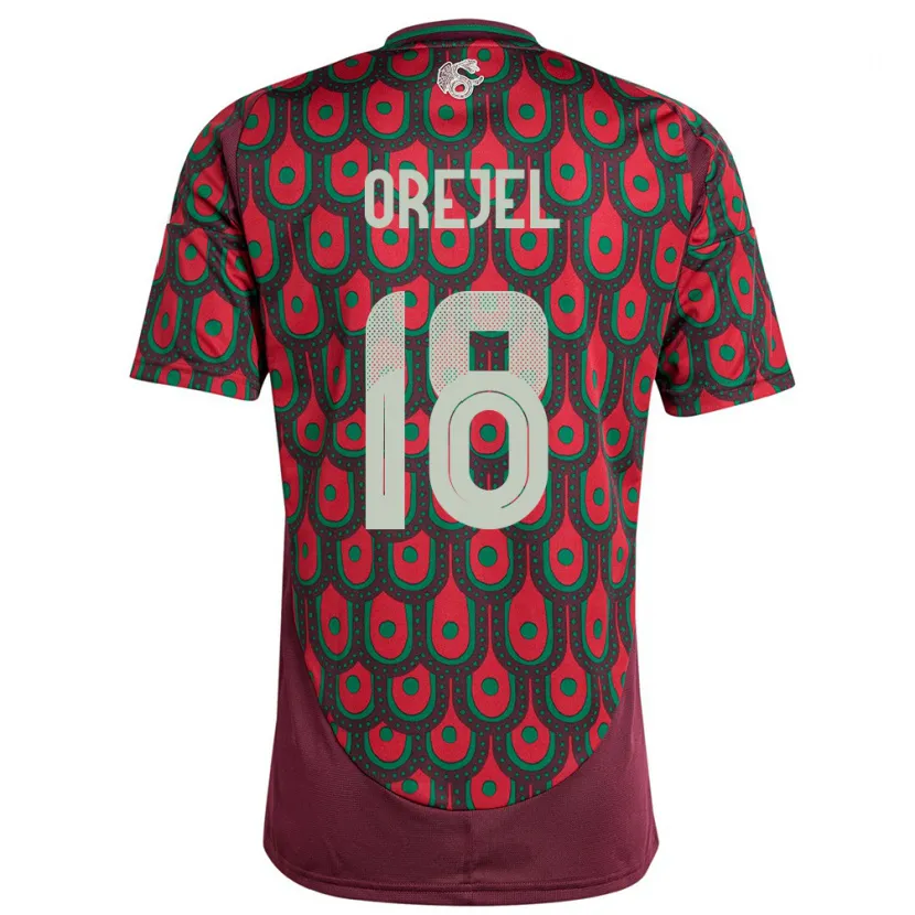 Danxen Kvinder Mexico Jocelyn Orejel #18 Rødbrun Hjemmebane Spillertrøjer 24-26 Trøje T-Shirt