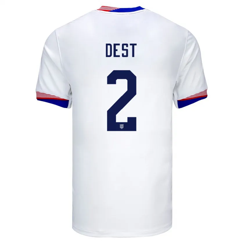 Danxen Kvinder Usa Sergino Dest #2 Hvid Hjemmebane Spillertrøjer 24-26 Trøje T-Shirt