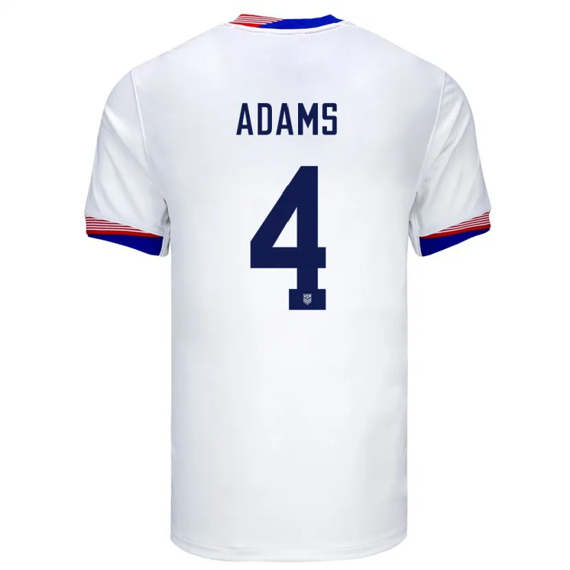 Danxen Kvinder Usa Tyler Adams #4 Hvid Hjemmebane Spillertrøjer 24-26 Trøje T-Shirt