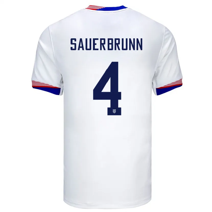 Danxen Kvinder Usa Becky Sauerbrunn #4 Hvid Hjemmebane Spillertrøjer 24-26 Trøje T-Shirt