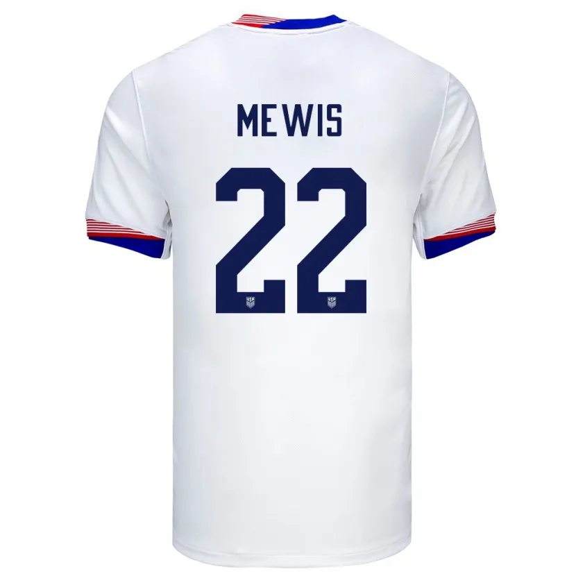 Danxen Kvinder Usa Kristie Mewis #22 Hvid Hjemmebane Spillertrøjer 24-26 Trøje T-Shirt
