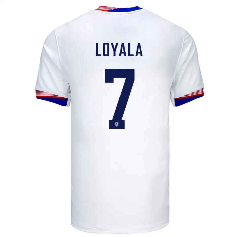 Danxen Kvinder Usa Favian Loyala #7 Hvid Hjemmebane Spillertrøjer 24-26 Trøje T-Shirt
