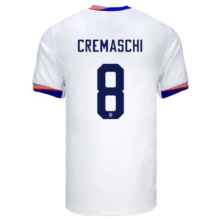 Danxen Kvinder Usa Benjamin Cremaschi #8 Hvid Hjemmebane Spillertrøjer 24-26 Trøje T-Shirt