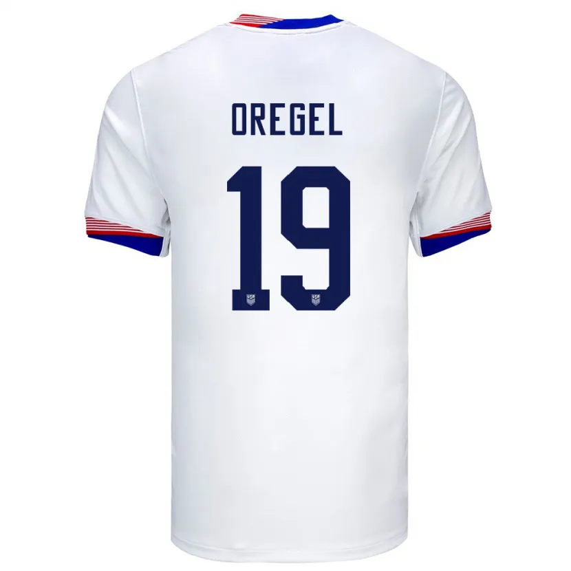 Danxen Kvinder Usa Sergio Oregel #19 Hvid Hjemmebane Spillertrøjer 24-26 Trøje T-Shirt