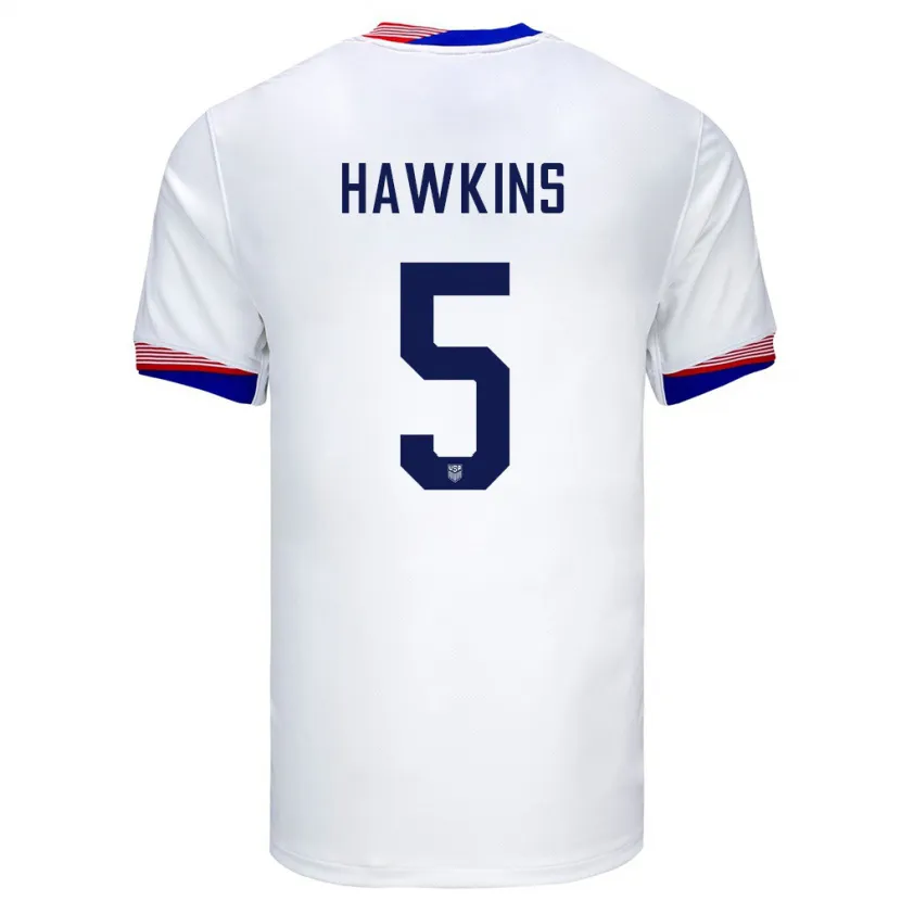 Danxen Kvinder Usa Stuart Hawkins #5 Hvid Hjemmebane Spillertrøjer 24-26 Trøje T-Shirt