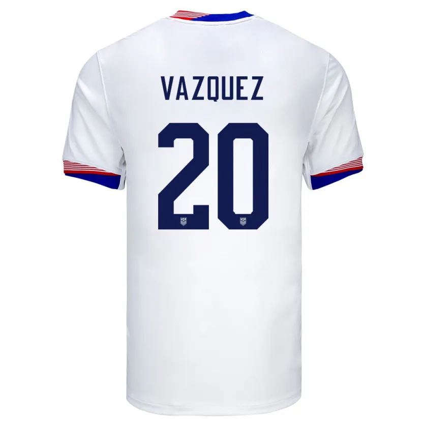 Danxen Kvinder Usa David Vazquez #20 Hvid Hjemmebane Spillertrøjer 24-26 Trøje T-Shirt