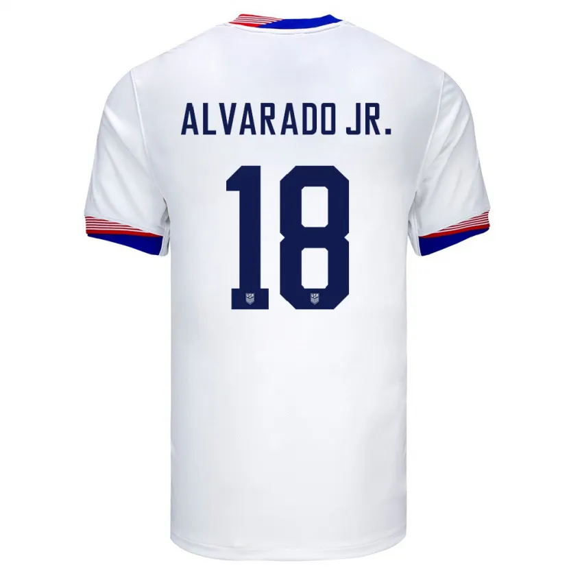 Danxen Kvinder Usa Alejandro Alvarado Jr #18 Hvid Hjemmebane Spillertrøjer 24-26 Trøje T-Shirt