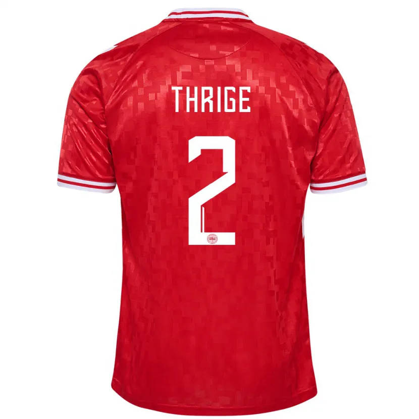 Danxen Kvinder Danmark Sara Thrige #2 Rød Hjemmebane Spillertrøjer 24-26 Trøje T-Shirt