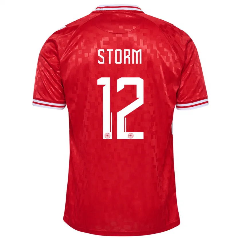 Danxen Kvinder Danmark Tobias Storm #12 Rød Hjemmebane Spillertrøjer 24-26 Trøje T-Shirt