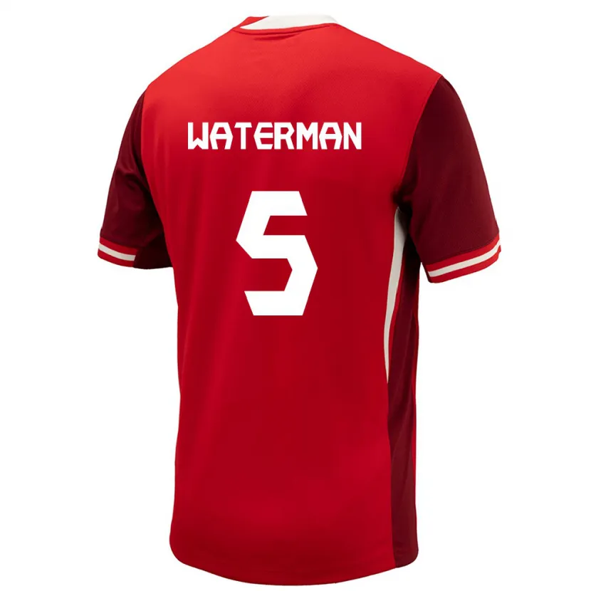 Danxen Kvinder Canada Joel Waterman #5 Rød Hjemmebane Spillertrøjer 24-26 Trøje T-Shirt