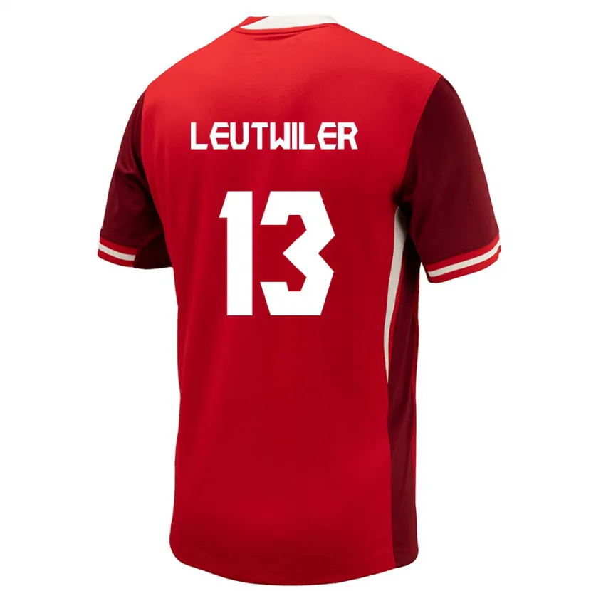 Danxen Kvinder Canada Jayson Leutwiler #13 Rød Hjemmebane Spillertrøjer 24-26 Trøje T-Shirt