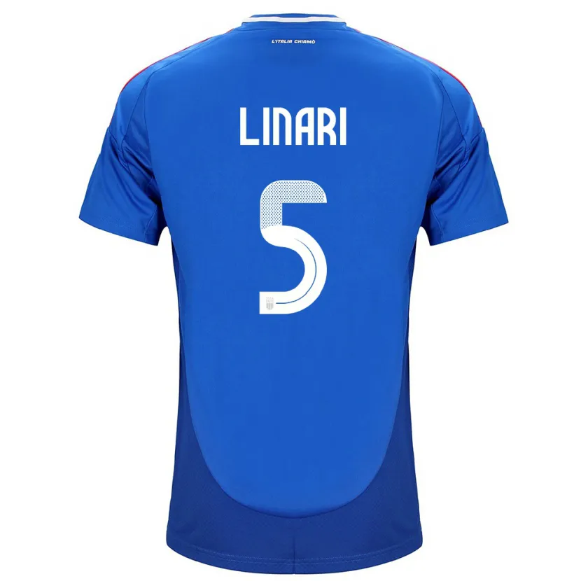 Danxen Kvinder Italien Elena Linari #5 Blå Hjemmebane Spillertrøjer 24-26 Trøje T-Shirt