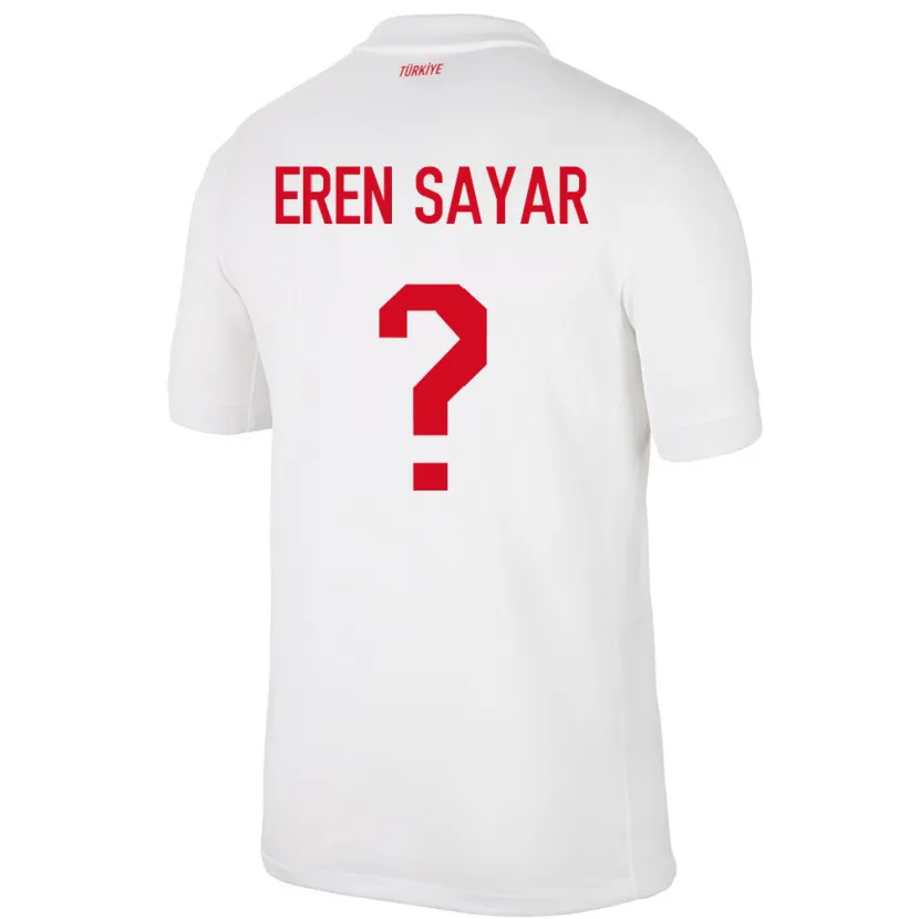 Danxen Kvinder Tyrkiet Emin Eren Sayar #0 Hvid Hjemmebane Spillertrøjer 24-26 Trøje T-Shirt