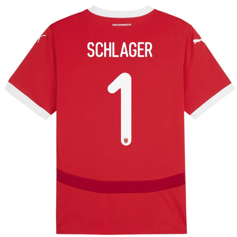 Danxen Kvinder Østrig Alexander Schlager #1 Rød Hjemmebane Spillertrøjer 24-26 Trøje T-Shirt