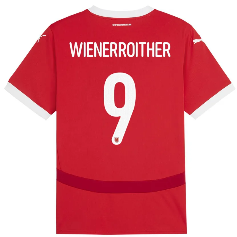 Danxen Kvinder Østrig Katja Wienerroither #9 Rød Hjemmebane Spillertrøjer 24-26 Trøje T-Shirt