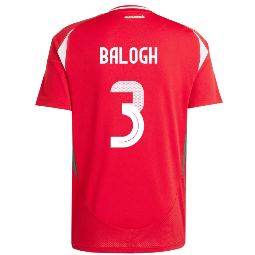 Danxen Kvinder Ungarn Botond Balogh #3 Rød Hjemmebane Spillertrøjer 24-26 Trøje T-Shirt