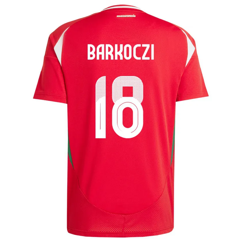 Danxen Kvinder Ungarn Barnabás Barkóczi #18 Rød Hjemmebane Spillertrøjer 24-26 Trøje T-Shirt