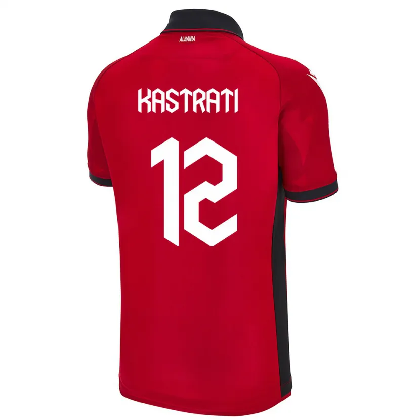 Danxen Kvinder Albanien Elhan Kastrati #12 Rød Hjemmebane Spillertrøjer 24-26 Trøje T-Shirt