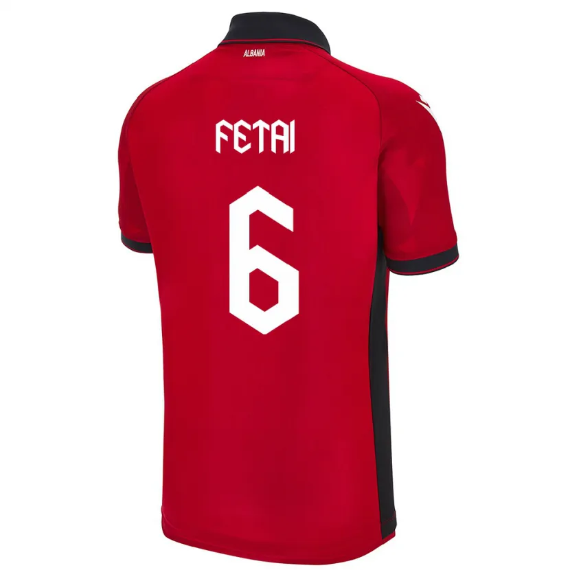 Danxen Kvinder Albanien Feta Fetai #6 Rød Hjemmebane Spillertrøjer 24-26 Trøje T-Shirt