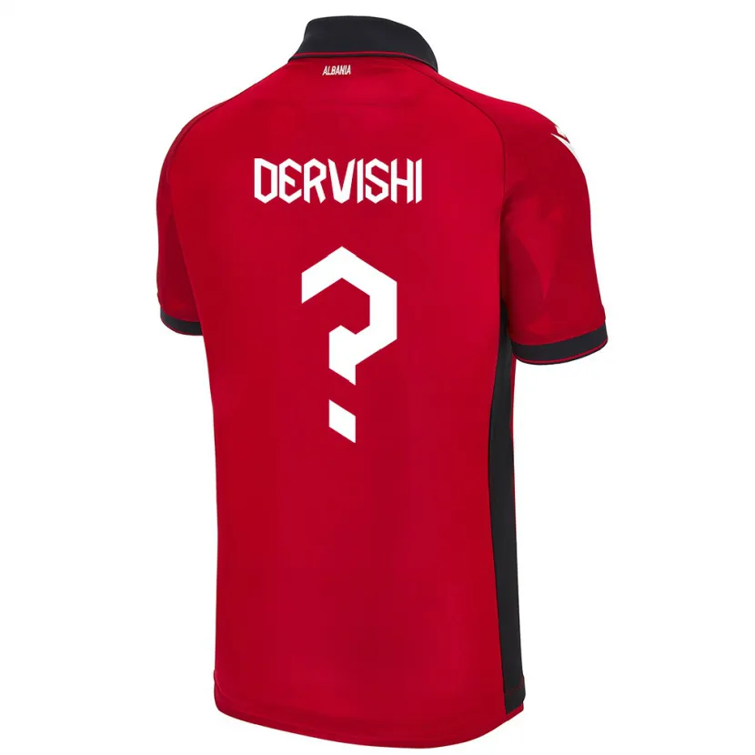 Danxen Kvinder Albanien Amarildo Dervishi #0 Rød Hjemmebane Spillertrøjer 24-26 Trøje T-Shirt
