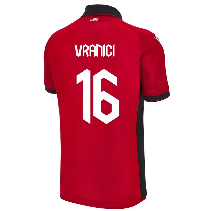 Danxen Kvinder Albanien Dean Vranici #16 Rød Hjemmebane Spillertrøjer 24-26 Trøje T-Shirt