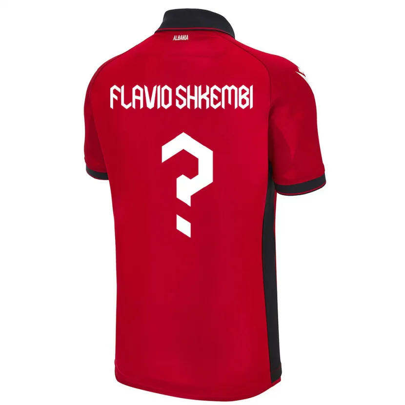 Danxen Kvinder Albanien Flavio Shkembi #0 Rød Hjemmebane Spillertrøjer 24-26 Trøje T-Shirt