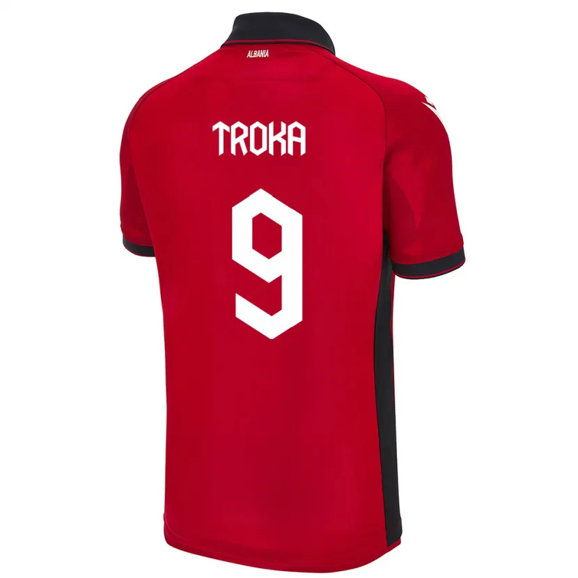 Danxen Kvinder Albanien Valentina Troka #9 Rød Hjemmebane Spillertrøjer 24-26 Trøje T-Shirt