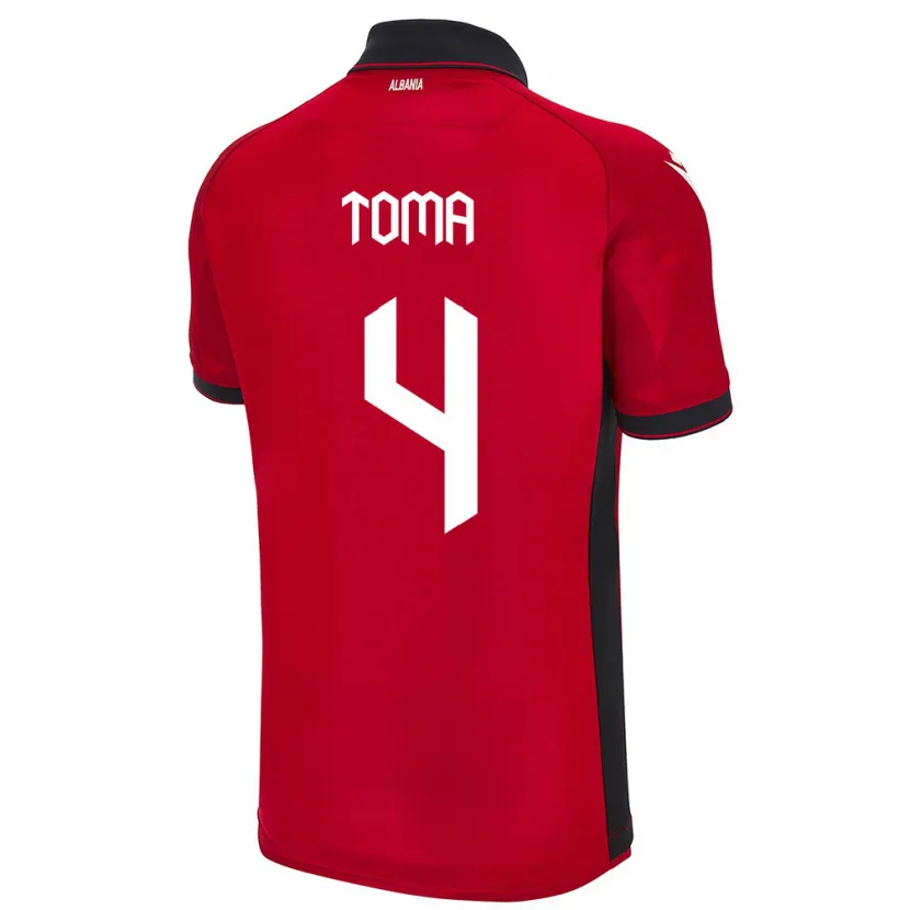 Danxen Kvinder Albanien Stella Toma #4 Rød Hjemmebane Spillertrøjer 24-26 Trøje T-Shirt