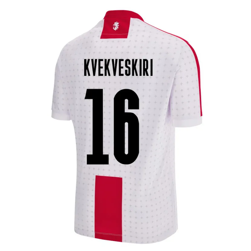 Danxen Kvinder Georgia Nika Kvekveskiri #16 Hvid Hjemmebane Spillertrøjer 24-26 Trøje T-Shirt