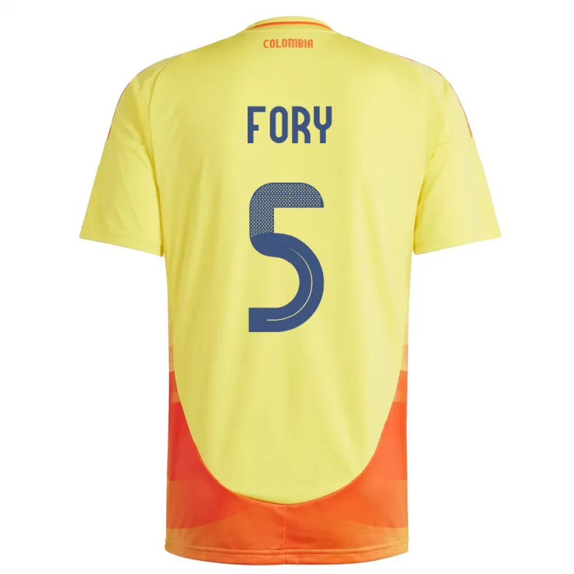Danxen Kvinder Colombia Jimer Fory #5 Gul Hjemmebane Spillertrøjer 24-26 Trøje T-Shirt