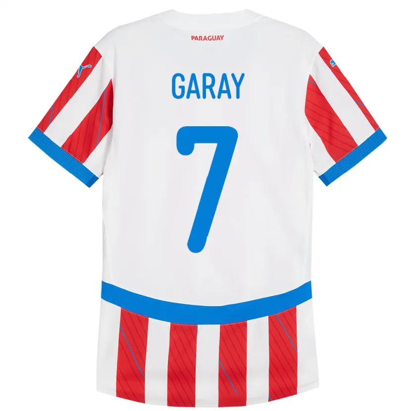 Danxen Kvinder Paraguay Griselda Garay #7 Hvid Rød Hjemmebane Spillertrøjer 24-26 Trøje T-Shirt