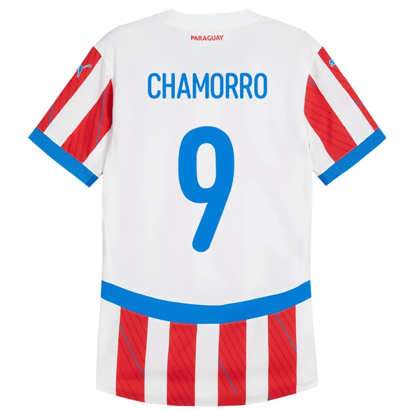 Danxen Kvinder Paraguay Lice Chamorro #9 Hvid Rød Hjemmebane Spillertrøjer 24-26 Trøje T-Shirt