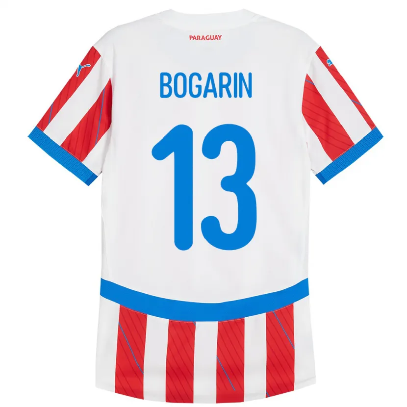 Danxen Kvinder Paraguay Dahiana Bogarín #13 Hvid Rød Hjemmebane Spillertrøjer 24-26 Trøje T-Shirt