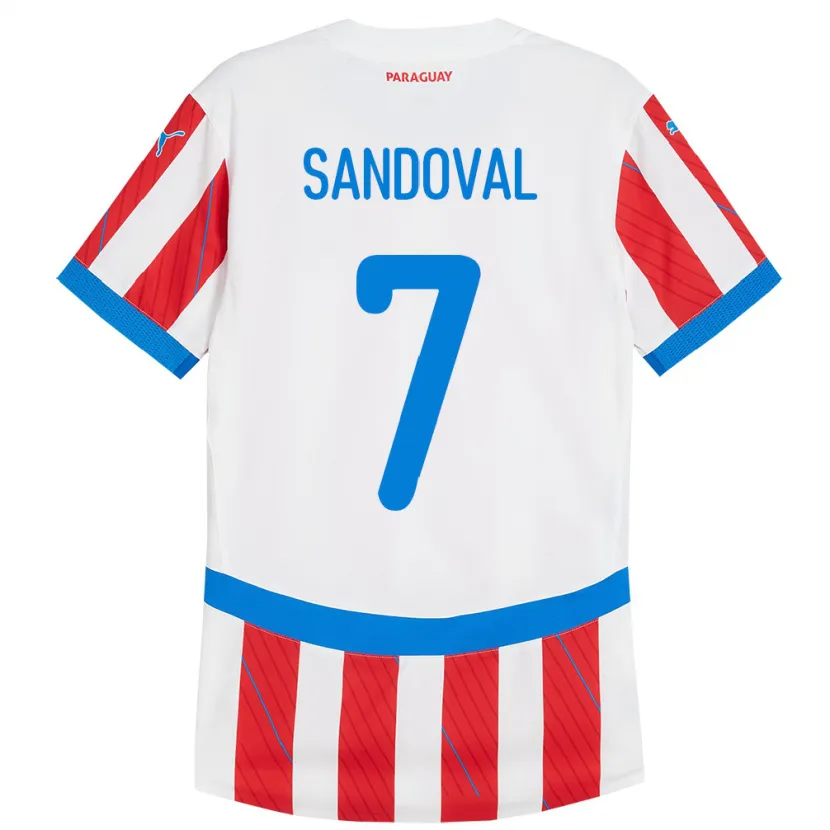 Danxen Kvinder Paraguay Fabiola Sandoval #7 Hvid Rød Hjemmebane Spillertrøjer 24-26 Trøje T-Shirt