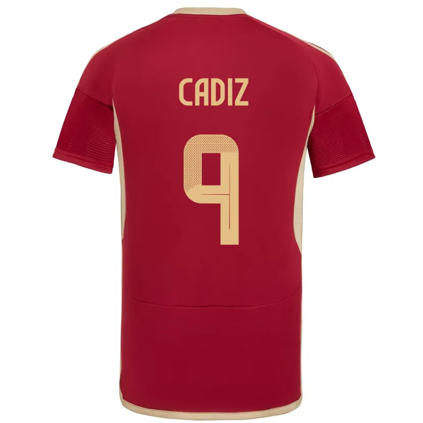 Danxen Kvinder Venezuela Jhonder Cádiz #9 Bourgogne Hjemmebane Spillertrøjer 24-26 Trøje T-Shirt