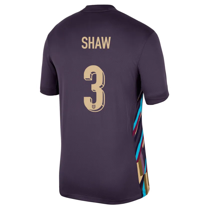 Danxen Kvinder England Luke Shaw #3 Mørk Rosin Udebane Spillertrøjer 24-26 Trøje T-Shirt