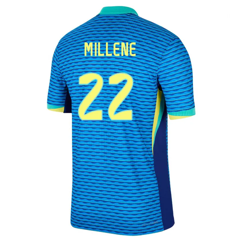 Danxen Kvinder Brasilien Millene #22 Blå Udebane Spillertrøjer 24-26 Trøje T-Shirt