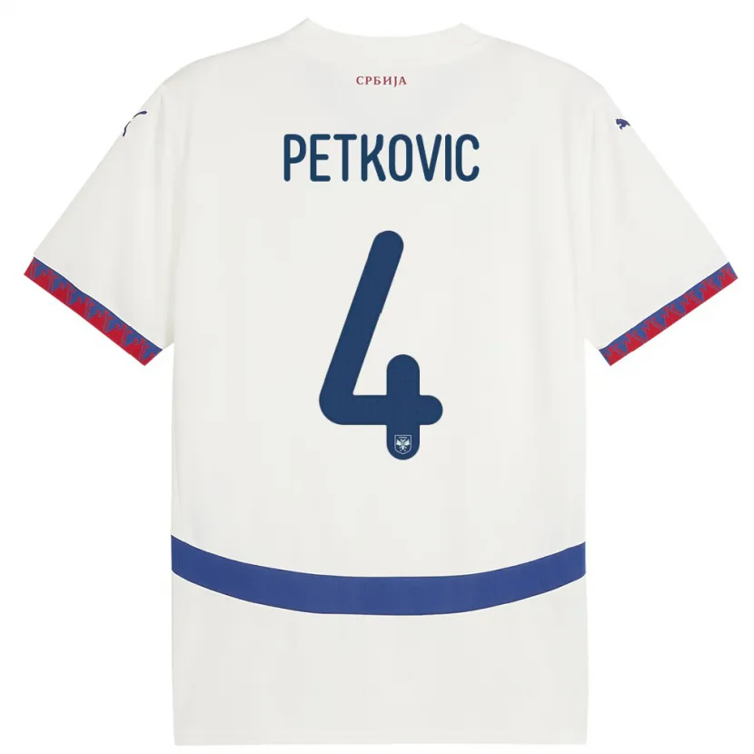 Danxen Kvinder Serbien Nikola Petkovic #4 Hvid Udebane Spillertrøjer 24-26 Trøje T-Shirt