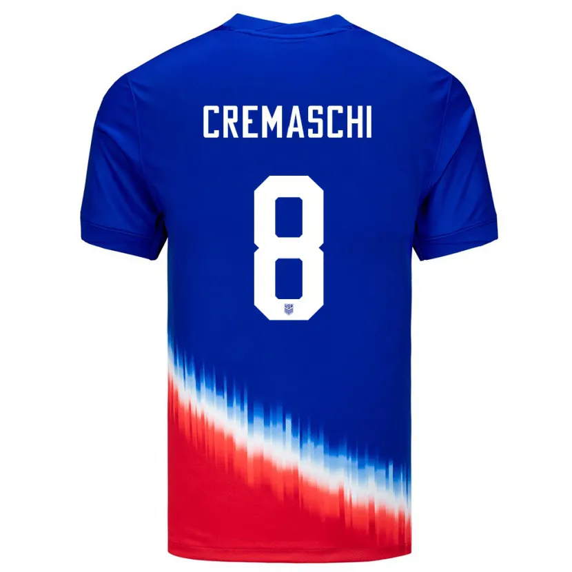 Danxen Kvinder Usa Benjamin Cremaschi #8 Blå Udebane Spillertrøjer 24-26 Trøje T-Shirt