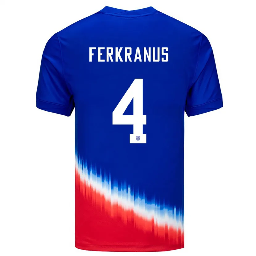 Danxen Kvinder Usa Marcus Ferkranus #4 Blå Udebane Spillertrøjer 24-26 Trøje T-Shirt