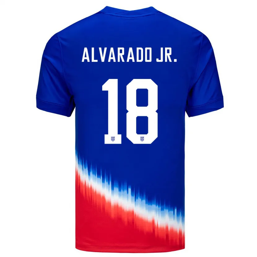 Danxen Kvinder Usa Alejandro Alvarado Jr #18 Blå Udebane Spillertrøjer 24-26 Trøje T-Shirt