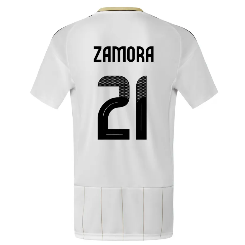 Danxen Kvinder Costa Rica Alvaro Zamora #21 Hvid Udebane Spillertrøjer 24-26 Trøje T-Shirt