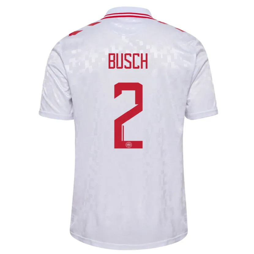 Danxen Kvinder Danmark Alexander Busch #2 Hvid Udebane Spillertrøjer 24-26 Trøje T-Shirt