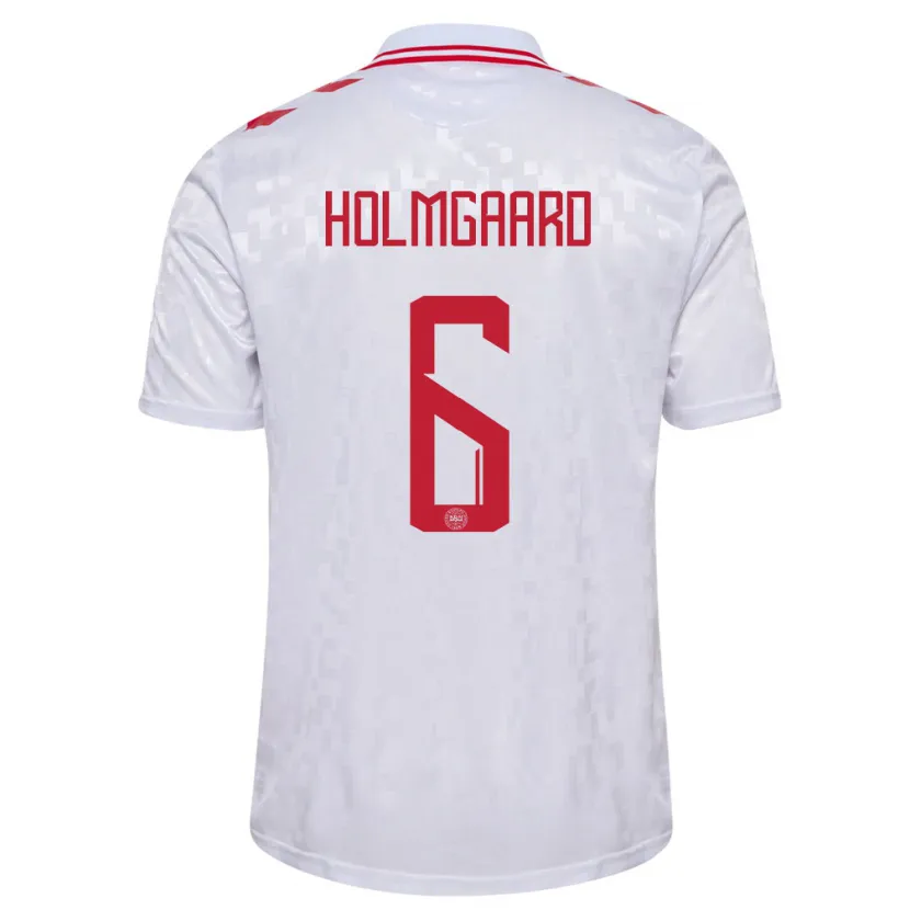 Danxen Kvinder Danmark Karen Holmgaard #6 Hvid Udebane Spillertrøjer 24-26 Trøje T-Shirt