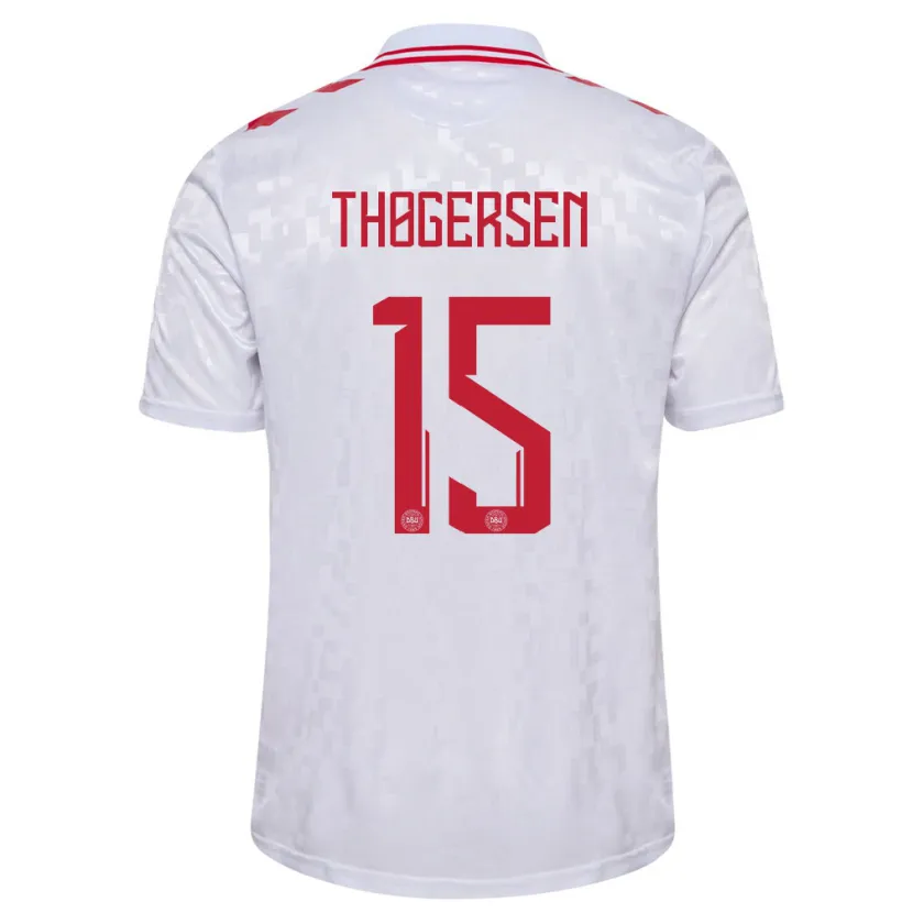 Danxen Kvinder Danmark Frederikke Thøgersen #15 Hvid Udebane Spillertrøjer 24-26 Trøje T-Shirt