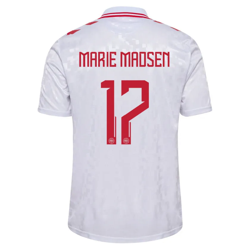 Danxen Kvinder Danmark Rikke Marie Madsen #17 Hvid Udebane Spillertrøjer 24-26 Trøje T-Shirt