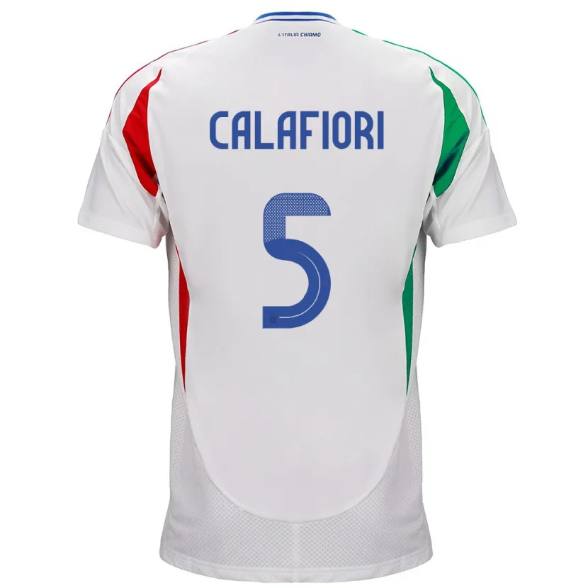 Danxen Kvinder Italien Riccardo Calafiori #5 Hvid Udebane Spillertrøjer 24-26 Trøje T-Shirt